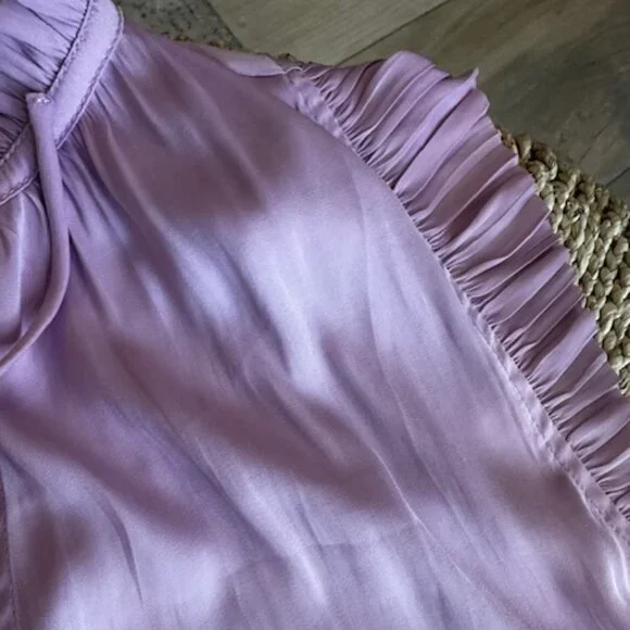 Current Air Ruffle Cap Sleeve Tie-Neck Blouse in Lavender, XS - Picture 5 of 6